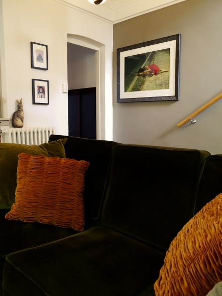 Art work on wall -"There's blood on your whisper" by Jessica Tremp